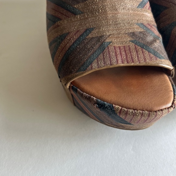 Gentle Souls Forella MulticolorStracked Upper Genuine Leather Lining Wedges - Picture 8 of 16